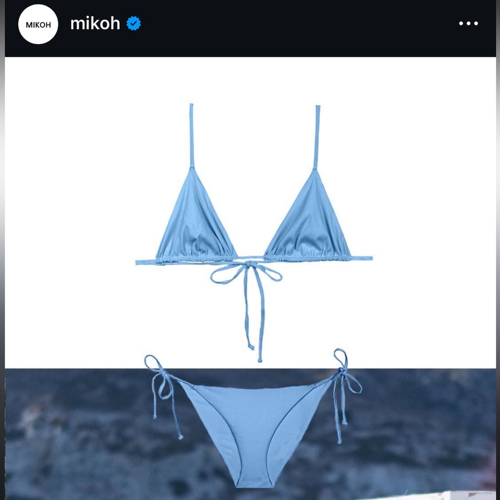 MIKOH Sendai Top & Tottori Bottom Bikini – Ribbed Ocean Mist – Size Small – NWT